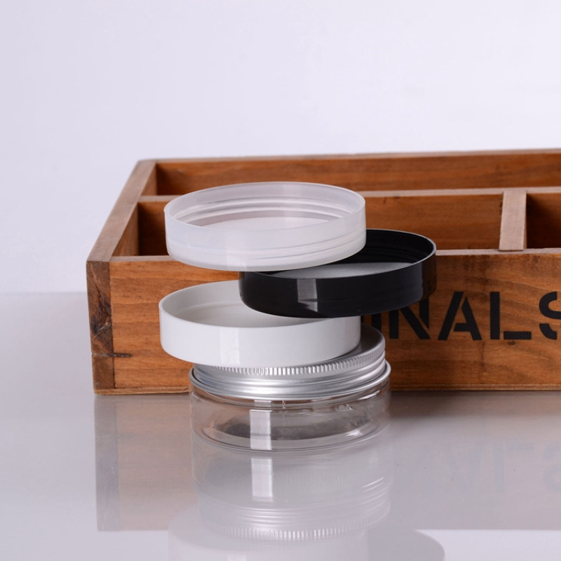 Zhejiang 50g screen printing customized cheap plastic 50g cosmetic jar with straight side black screw top lids