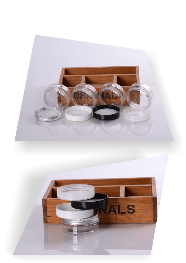 Zhejiang 50g screen printing customized cheap plastic 50g cosmetic jar with straight side black screw top lids