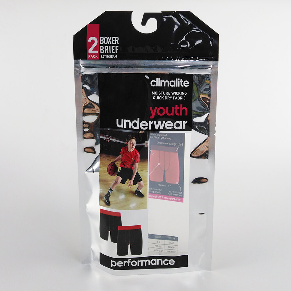 Zipper Designs Small Kids Paper Polybag Plastic Mylar Stand Up Pouch Custom Underwear Packaging