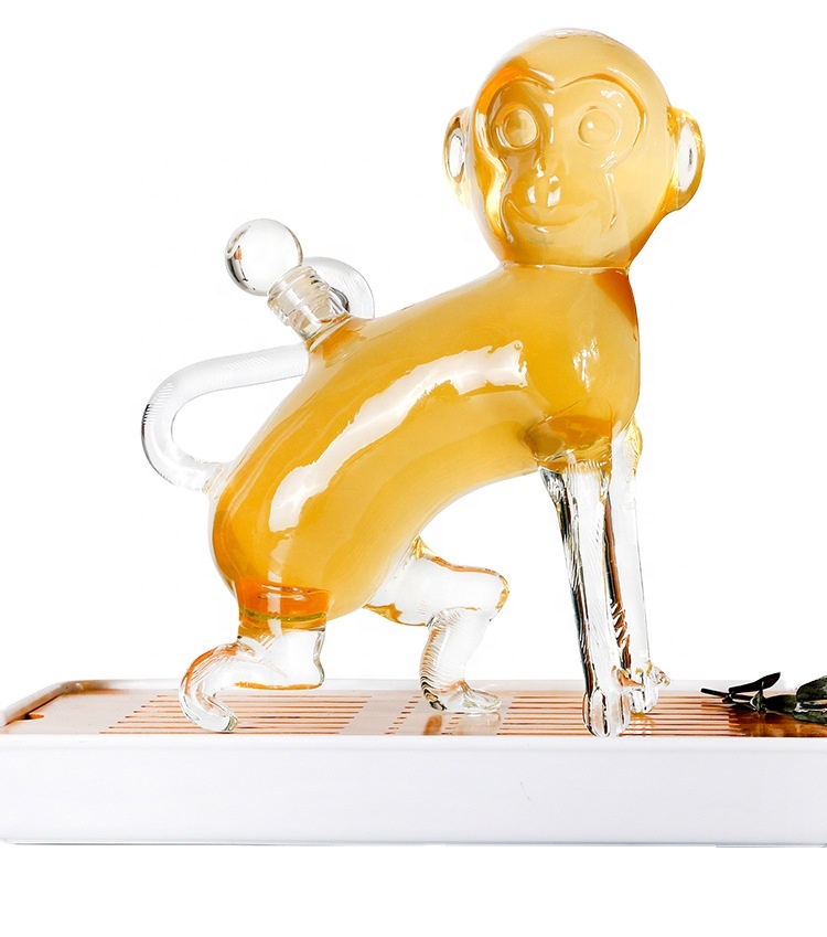 Zodiac Monkey shape glass wine bottle for wine storage
