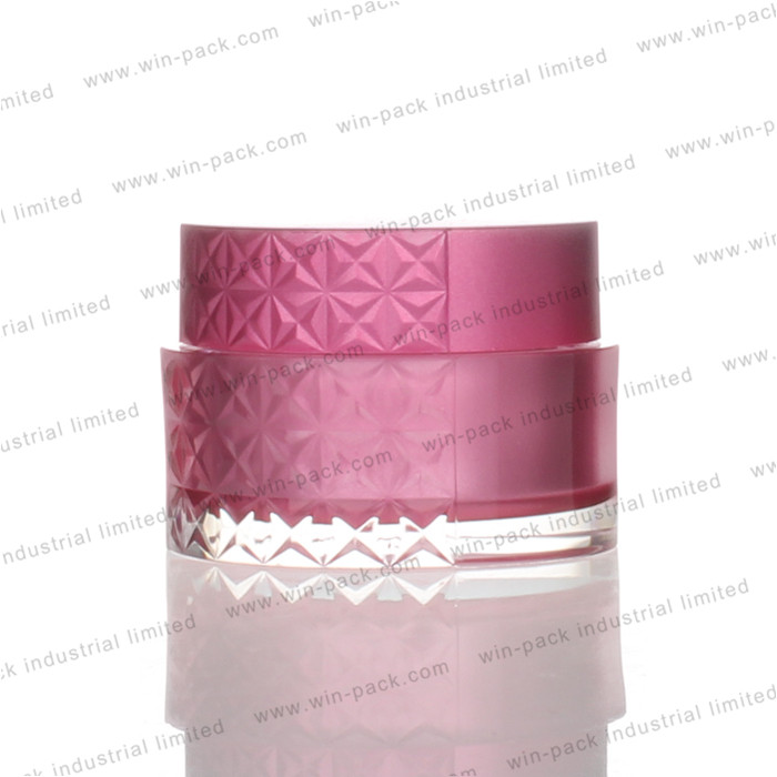 acrylic empty round red cosmetic cream jar 30 ml 50ml packaging with lid