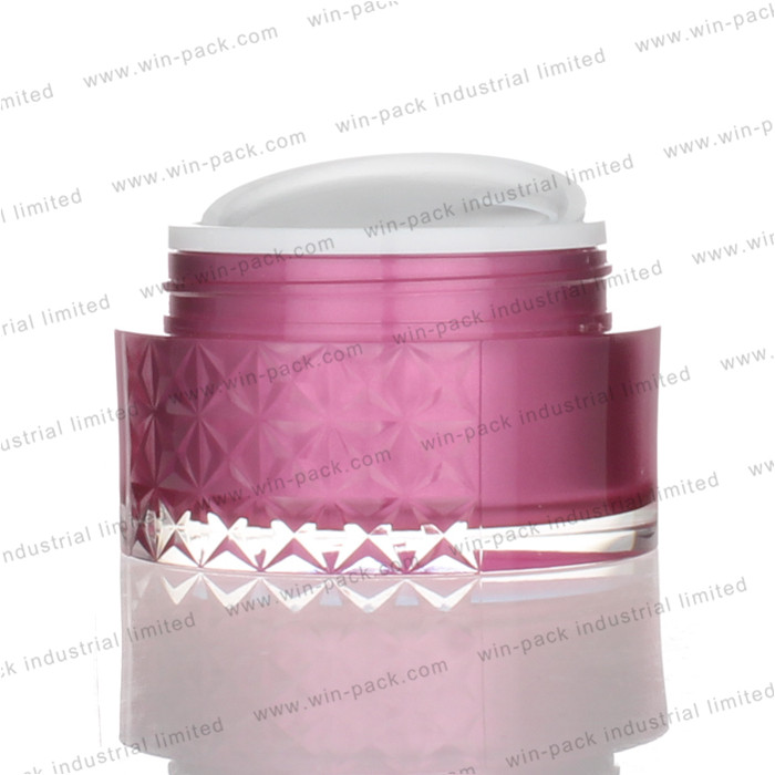 acrylic empty round red cosmetic cream jar 30 ml 50ml packaging with lid