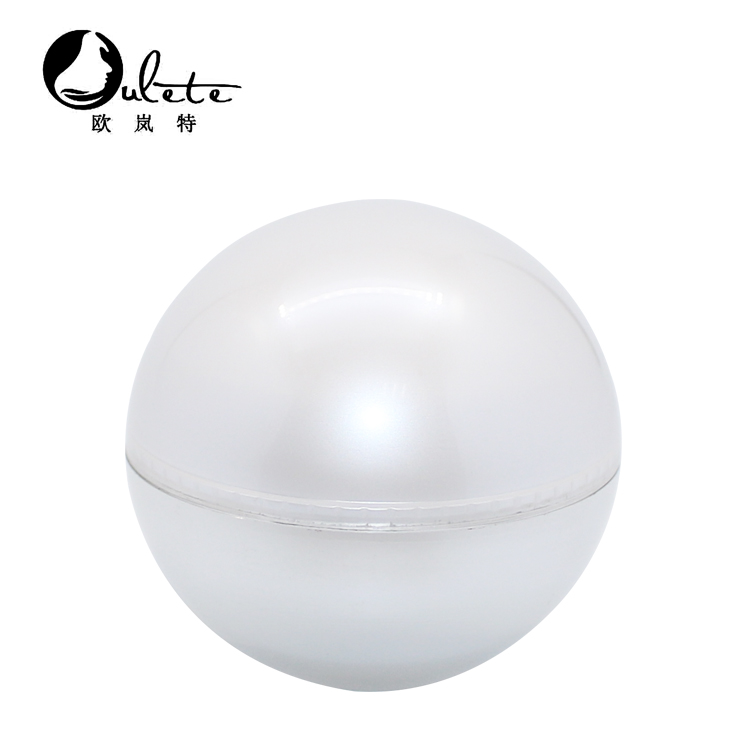 acrylic pearl white ball shape cosmetic cream jar