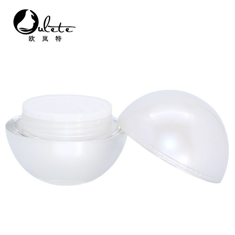 acrylic pearl white ball shape cosmetic cream jar