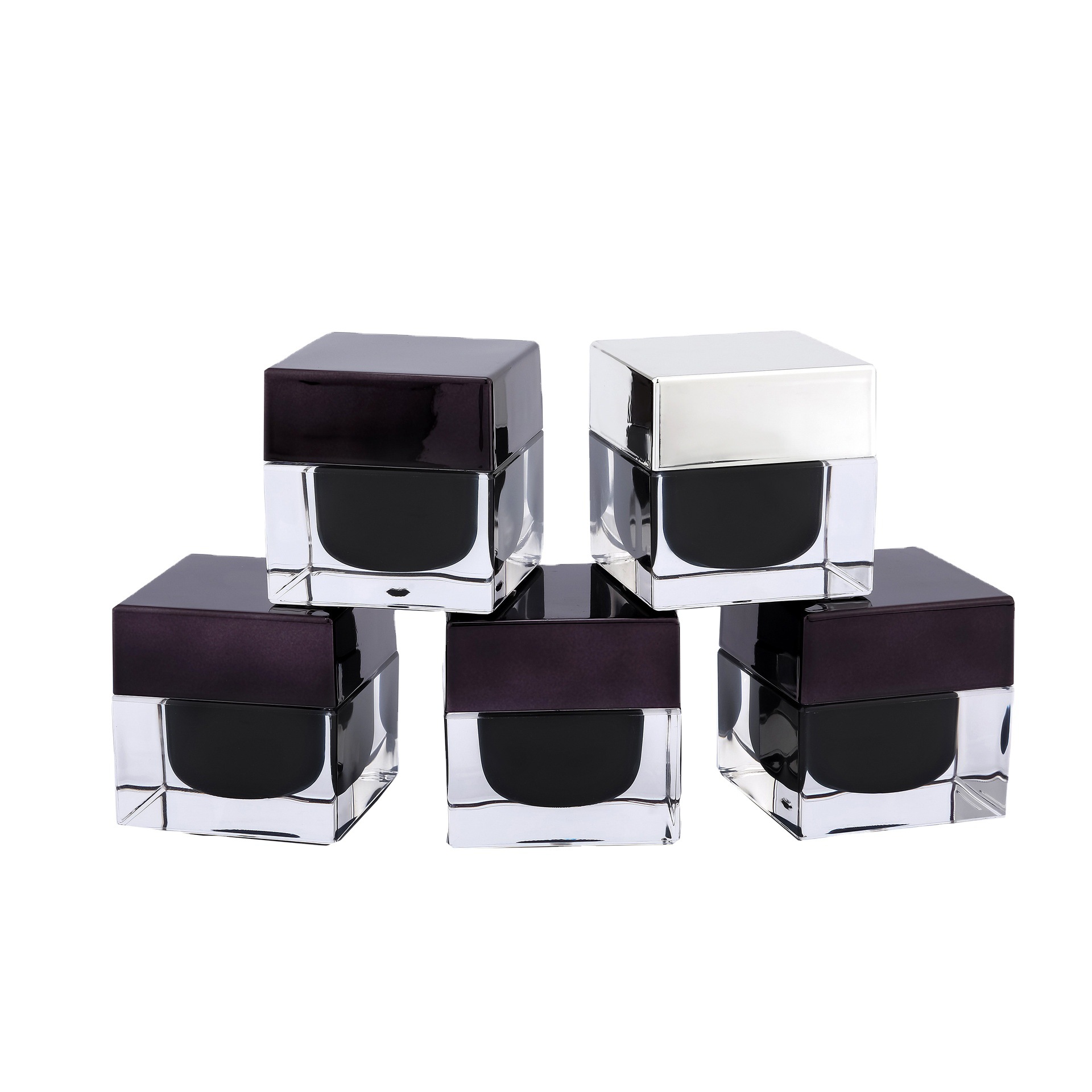 acrylic plastic cosmetic cream jar for serum  square black cream jar  luxury cosmetic containers