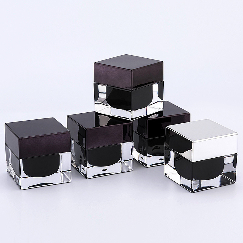 acrylic plastic cosmetic cream jar for serum square black cream jar luxury cosmetic containers