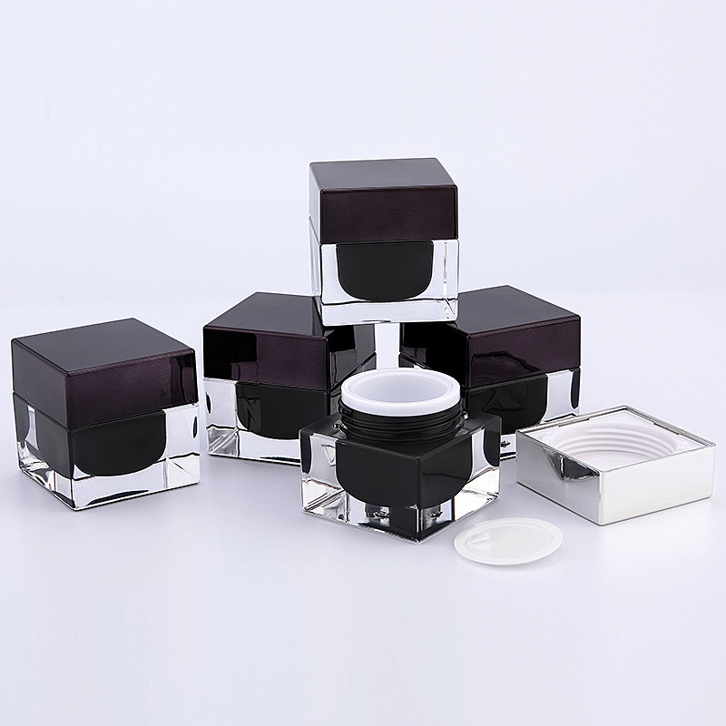 acrylic plastic cosmetic cream jar for serum square black cream jar luxury cosmetic containers