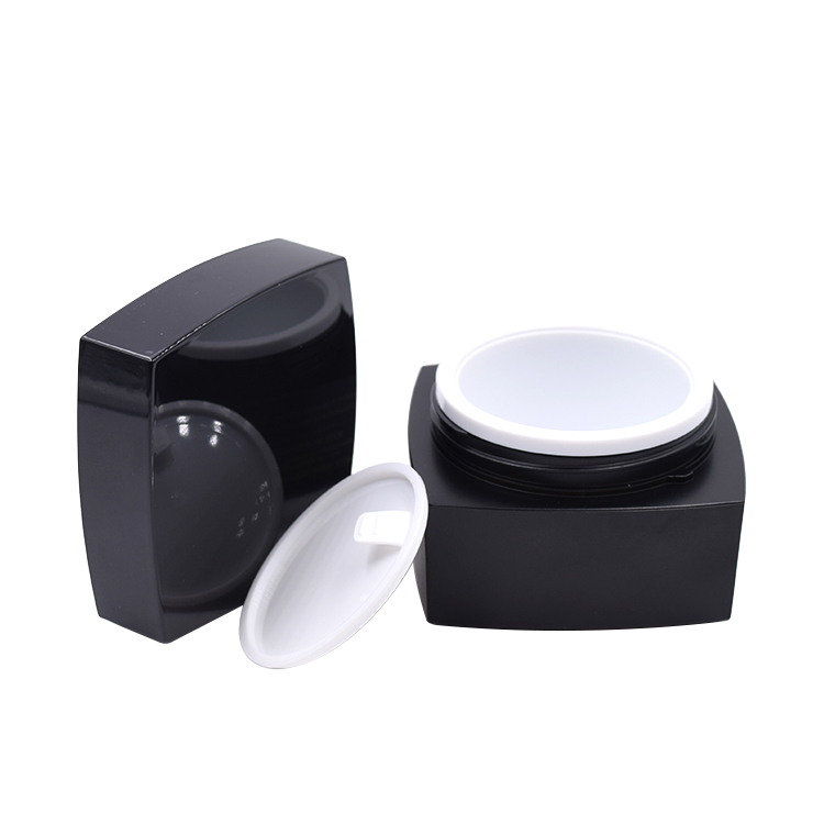 acrylic powder jar matte black jar 15ml 30ml 50ml matte black square acrylic jar for cosmetic cream