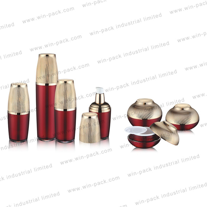 acrylic red round jar with gold lid custom color for skincare 30g 50g 120g