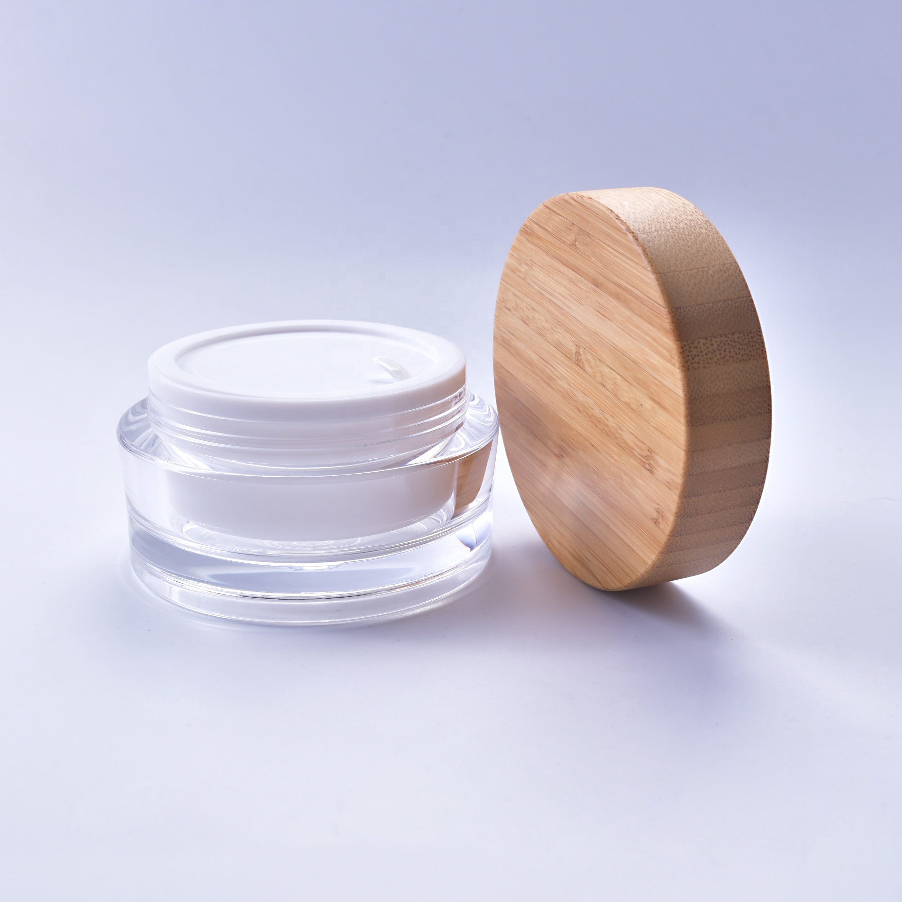 acrylic skin care packaging 50ml bamboo body cream pot 30ml