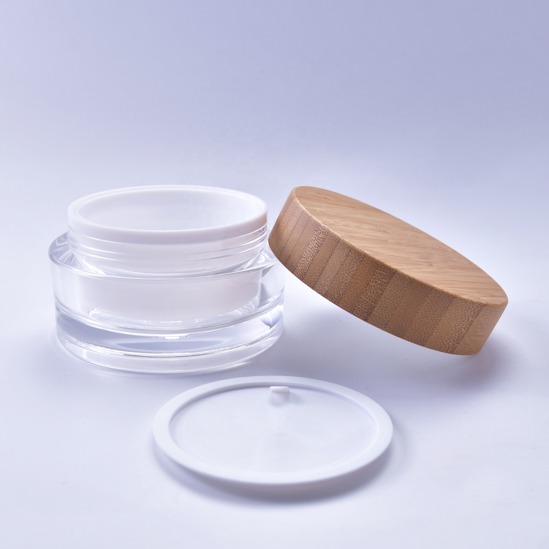 acrylic skin care packaging 50ml bamboo body cream pot 30ml