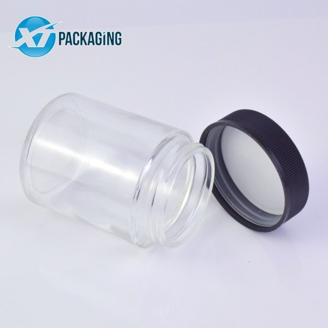 air tight 4oz transparent hemp glass jars with child resistant cap custom spray color jar child proof screw lid storage herb