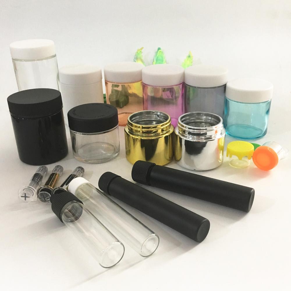 air tight 4oz transparent hemp glass jars with child resistant cap custom spray color jar child proof screw lid storage herb