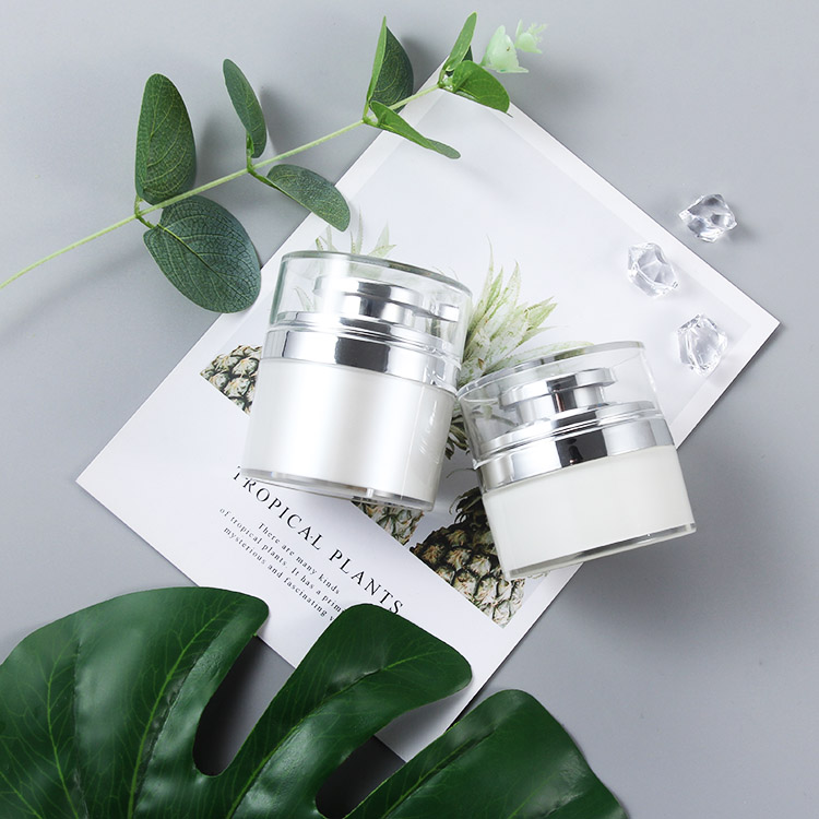 airless cosmetics packaging 30g 50g 80g round jar with sliver golden cap