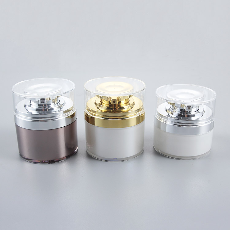 airless cosmetics packaging 30g 50g 80g round jar with sliver golden cap