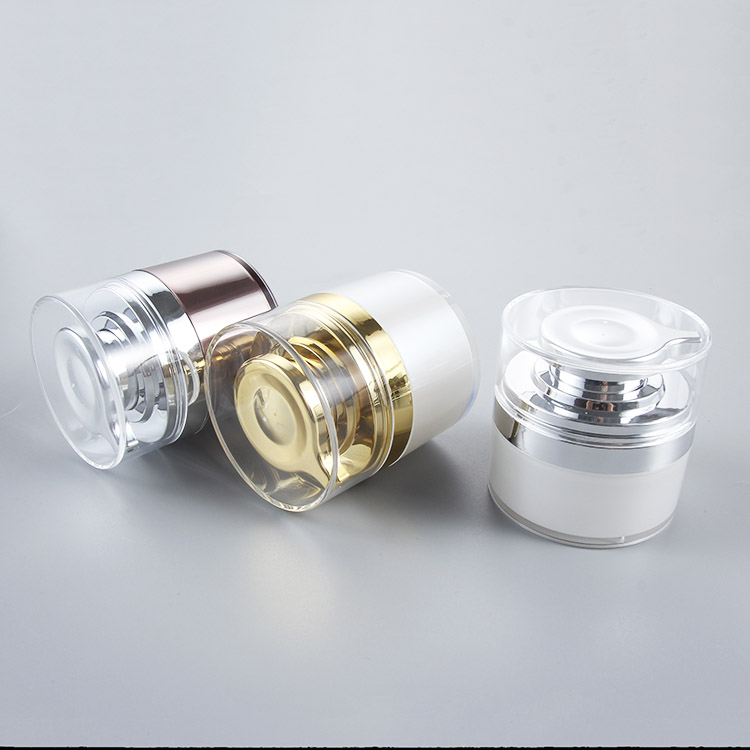 airless cosmetics packaging 30g 50g 80g round jar with sliver golden cap