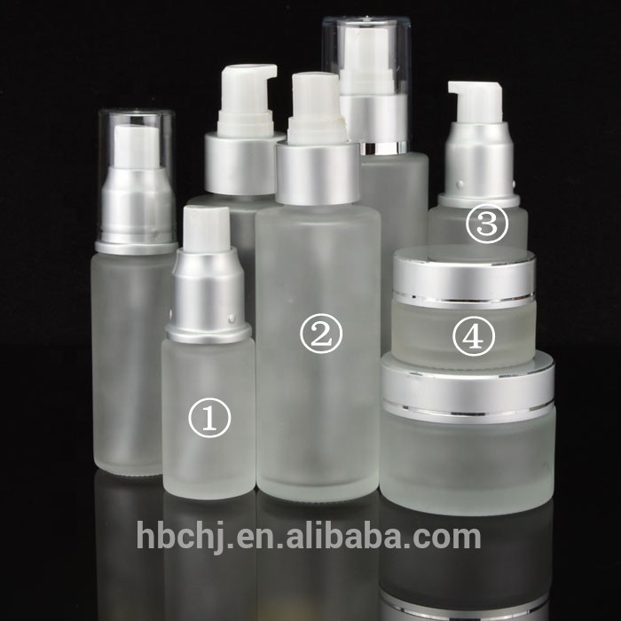 airless pump cosmetic 30ml 50ml 80ml 100 ml frosted glass bottle pump lotion bottles with logo printed