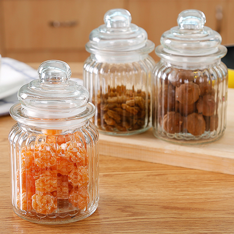 airtight 300ml kitchen glass container for condiments with glass cover