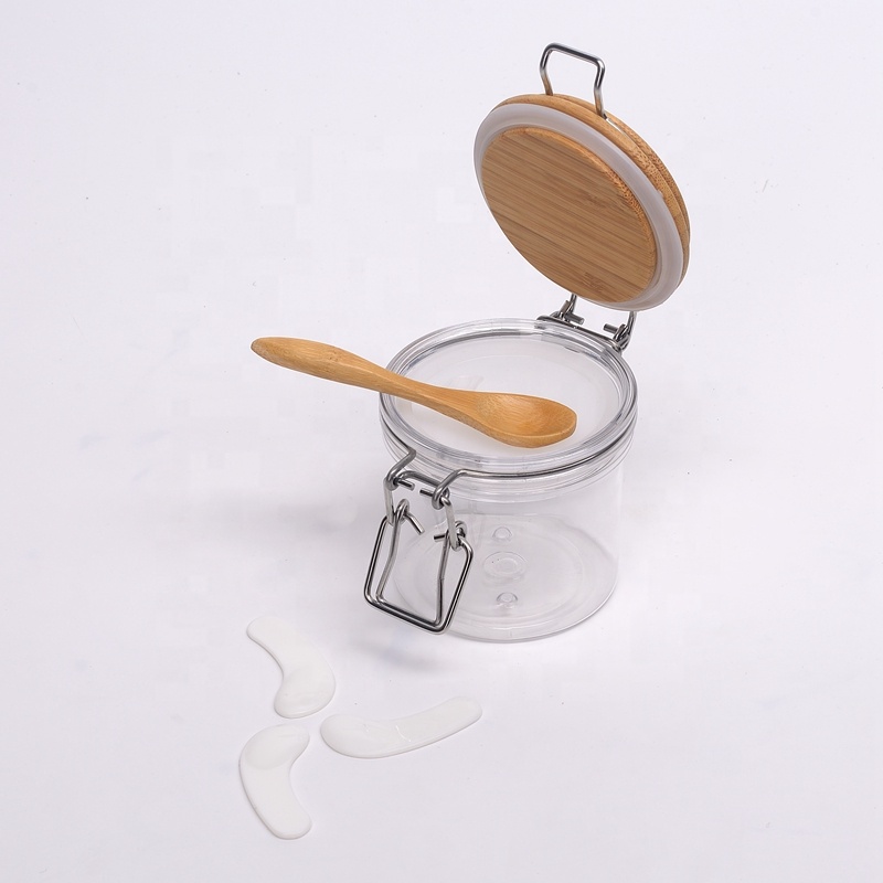 airtight canister empty plastic food container 150 ml PET bamboo lid cosmetic jar storage jar
