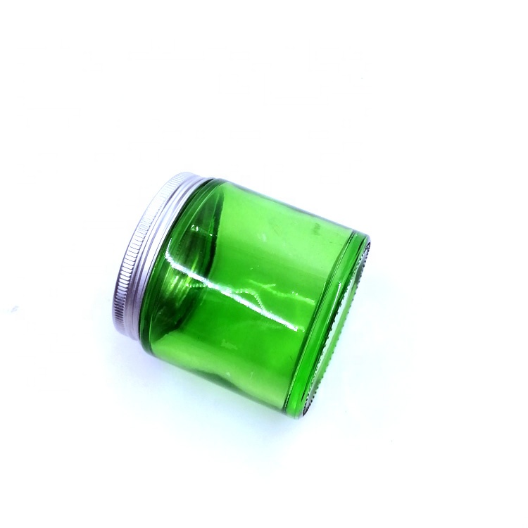 airtight weed bottle package 1oz 2oz 3oz CBD flower container 4oz straight side green glass jar with silver metal aluminum cap