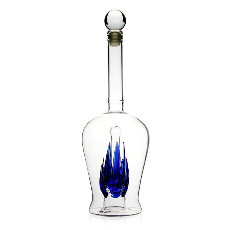 aloe bottle / Aloe vera shaped art wine bottle /blue agave bottle