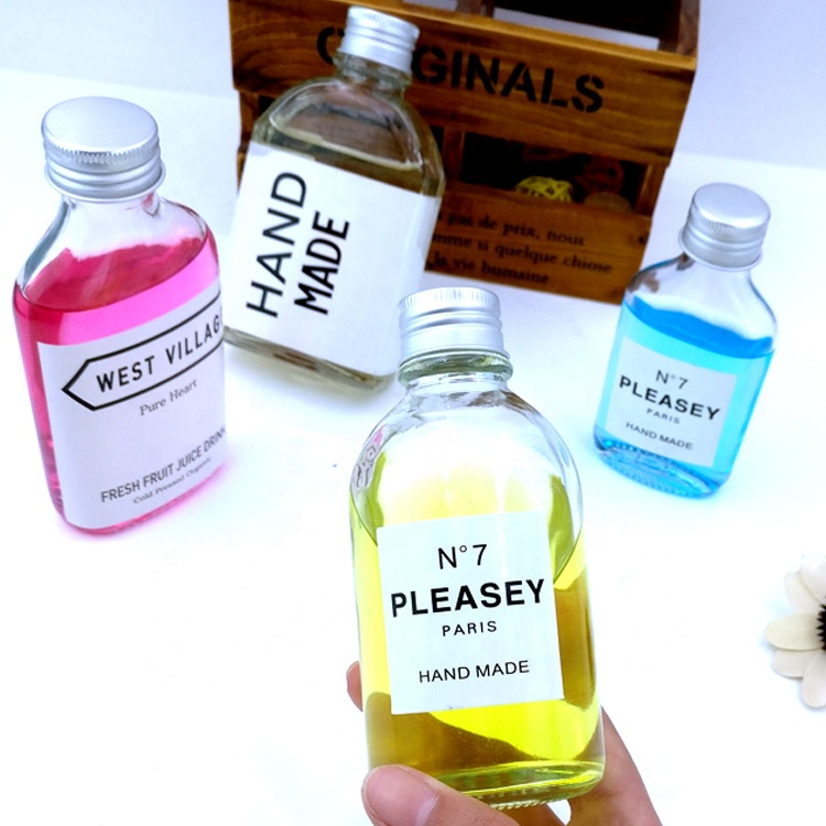 aluminum screw cap 270ml 350ml 500ml 12oz 16oz kombucha drinks packaging 150ml 5oz empty sample juice glass bottle for milk tea