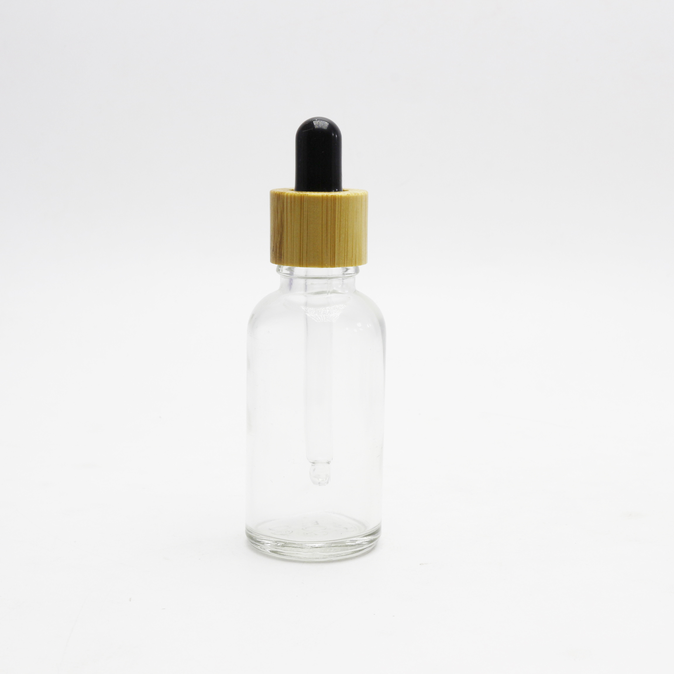 amber blue clear green glass Cosmetic Packaging Frosted Essential Oil Dropper Glass Bottle With Bamboo Cap DB-86AN