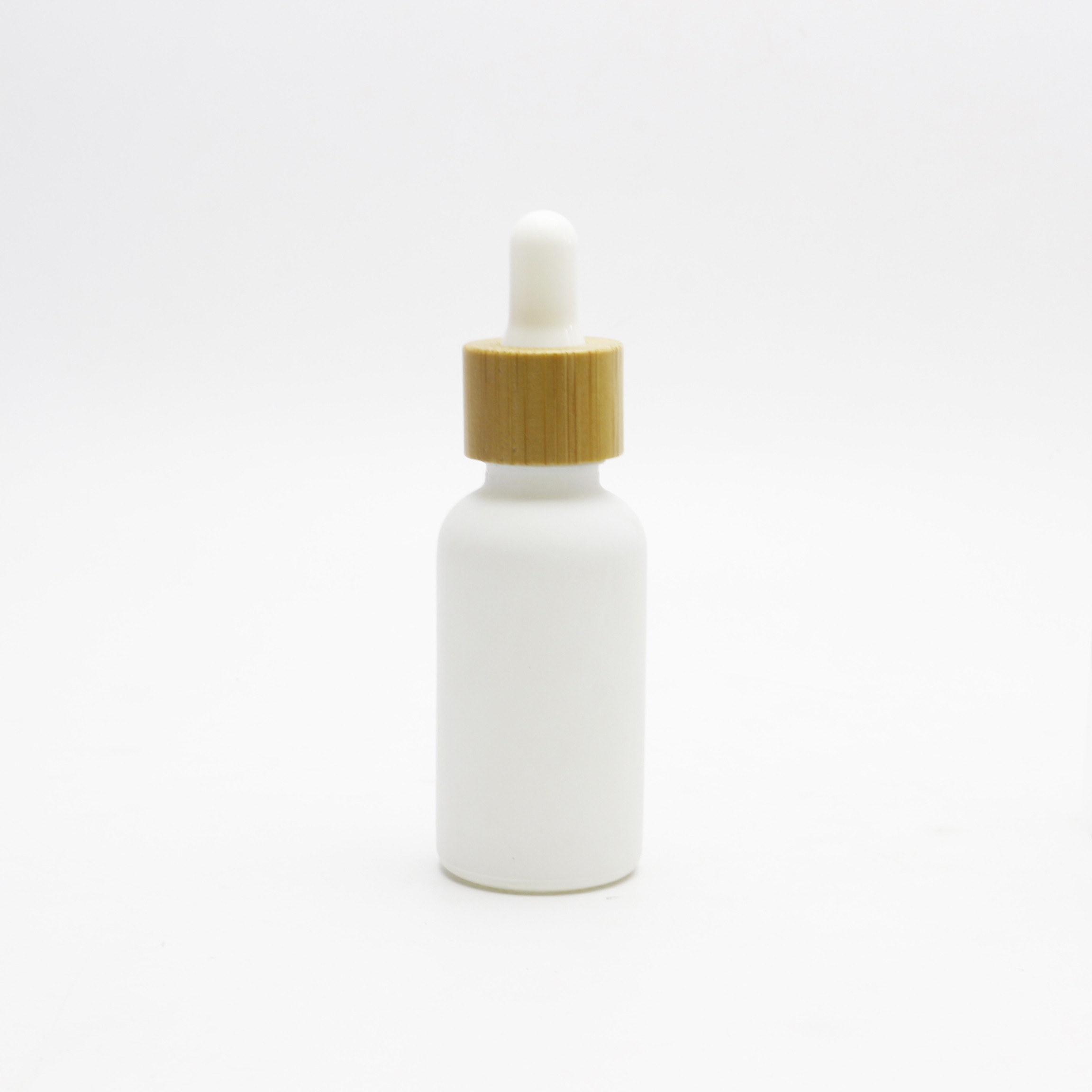 amber blue clear green glass Cosmetic Packaging Frosted Essential Oil Dropper Glass Bottle With Bamboo Cap DB-86AN