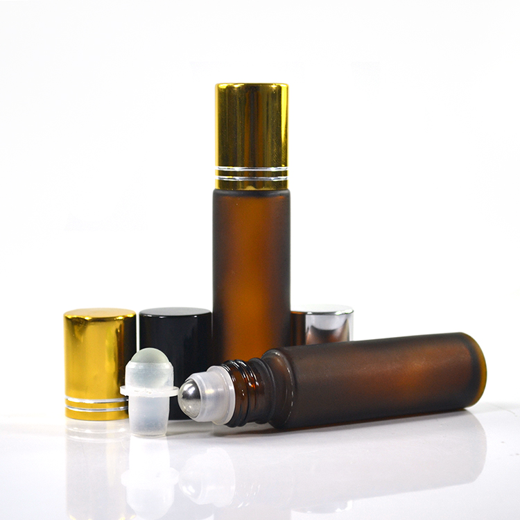 amber brown color 10ml essential oil roll on glass bottle with roller ball