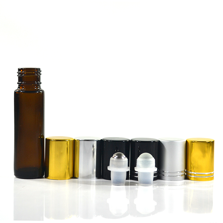 amber brown color 10ml essential oil roll on glass bottle with roller ball