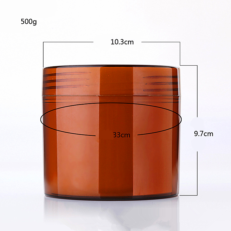 amber brown pet plastic cosmetic jar 500ml white pp plastic cosmetic jar and lid