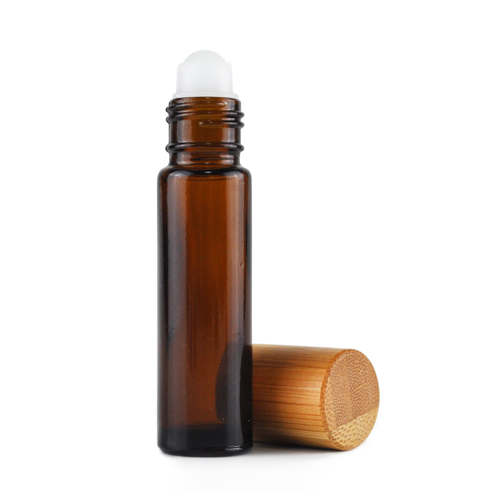 amber clear essentia oil roller bottles 10 ml bamboo lid