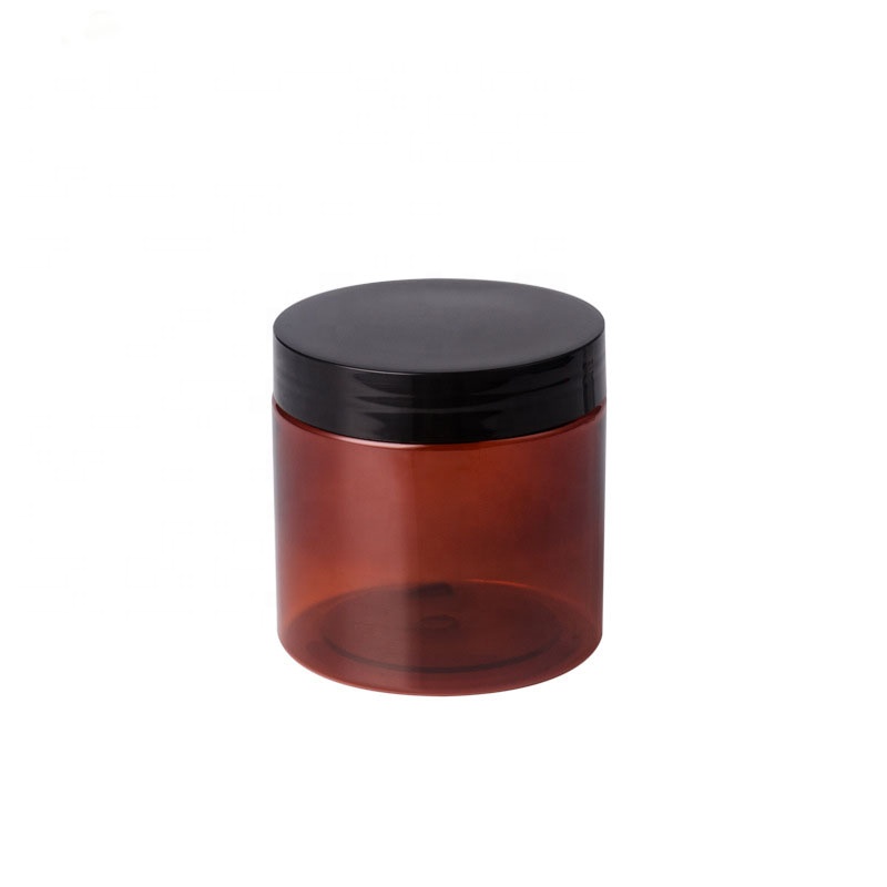 amber color plastic sealable jar 200g wide mouth pet hair gel plastic jar empty  cosmetic jars plastic 200ml