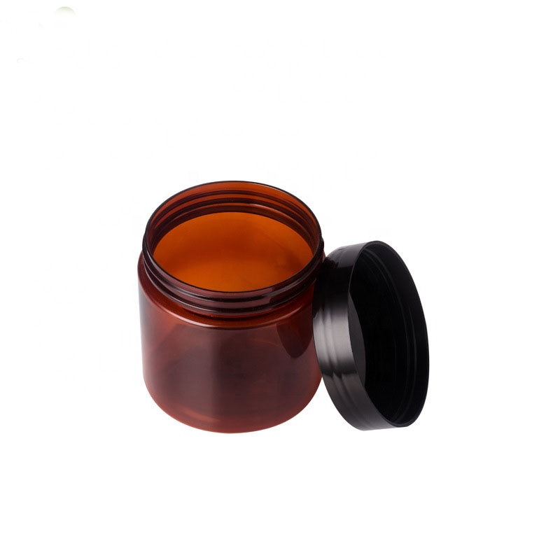 amber color plastic sealable jar 200g wide mouth pet hair gel plastic jar empty cosmetic jars plastic 200ml