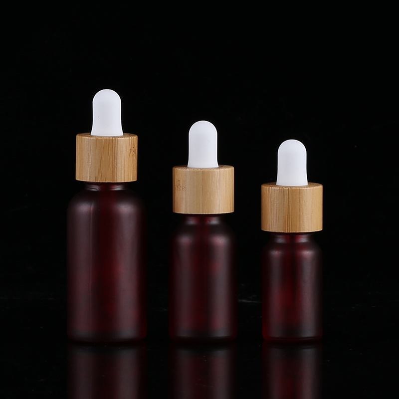 amber colors Essential Oil Bottle Frosted Glass Dropper Bottles with Bamb Pump