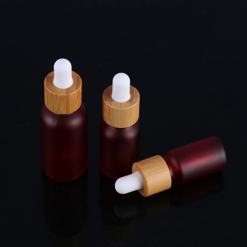amber colors Essential Oil Bottle Frosted Glass Dropper Bottles with Bamb Pump