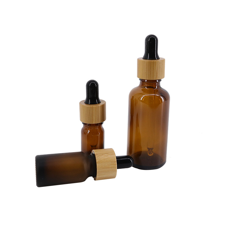 amber dropper bottle  bamboo glass dropper bottle  1 oz frosted dropper bottle