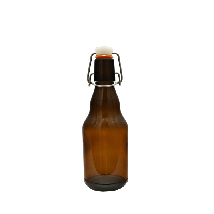 amber glass beer bottle with swing top cap 330ml