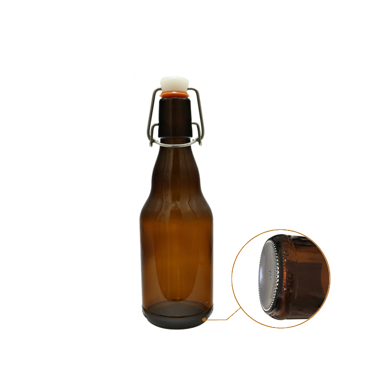 amber glass beer bottle with swing top cap 330ml