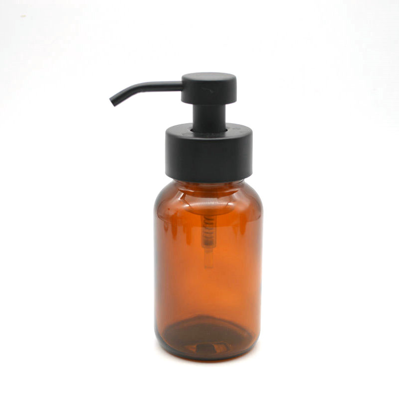 amber glass bottle with  foam pump