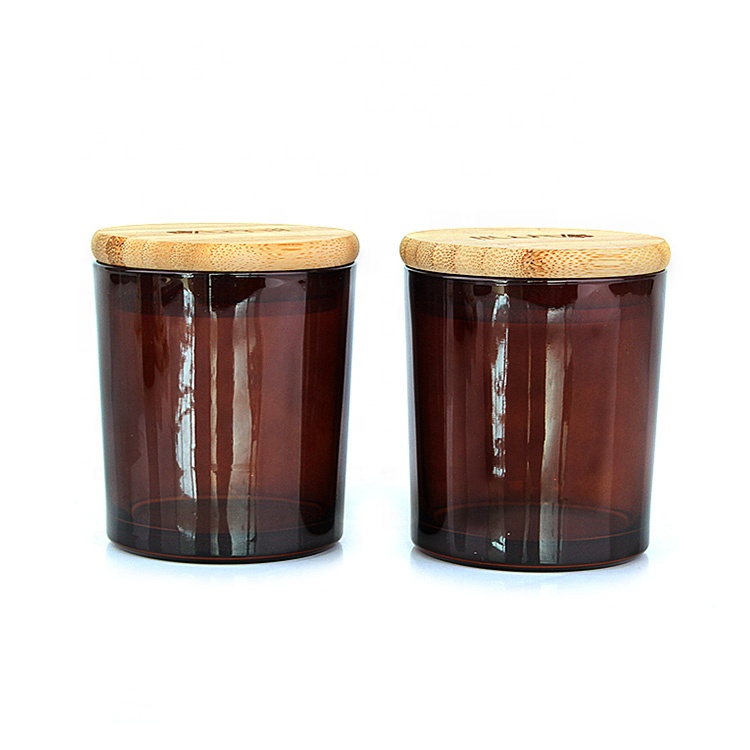 amber glass candle jars 8oz candle jars with wooden lids glass