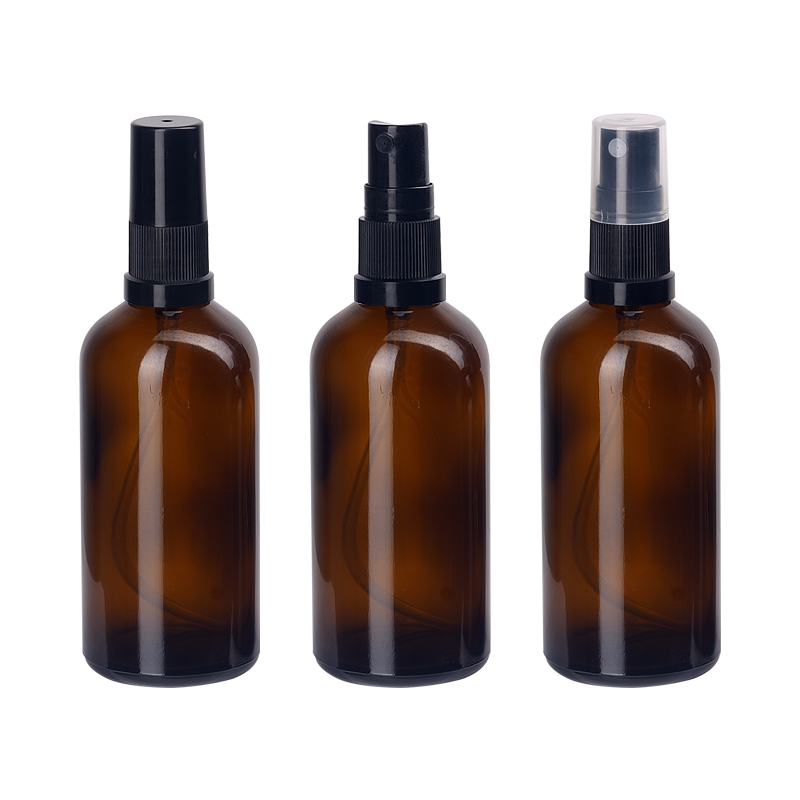 amber glass essential oil bottles 100 ml spray bottle black fine mist spray 100ml glass spray bottle