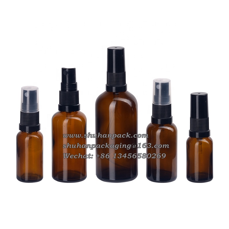 amber glass essential oil bottles 100 ml spray bottle black fine mist spray 100ml glass spray bottle