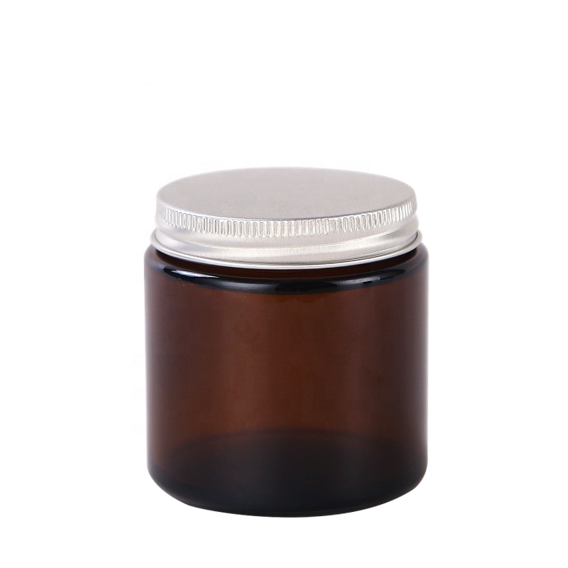amber glass jar with Black screw cap and spacer