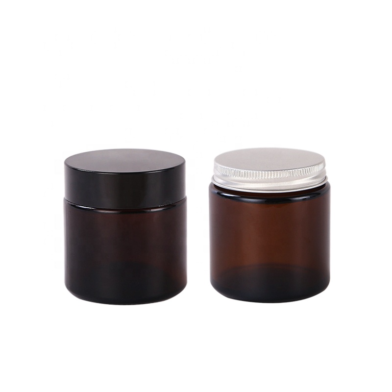 amber glass jar with Black screw cap and spacer