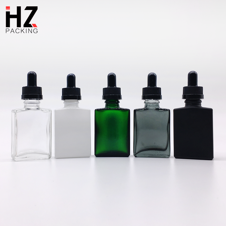 amber green gray black rectangle white 30ml square glass dropper bottle with wooden cap for essential oil