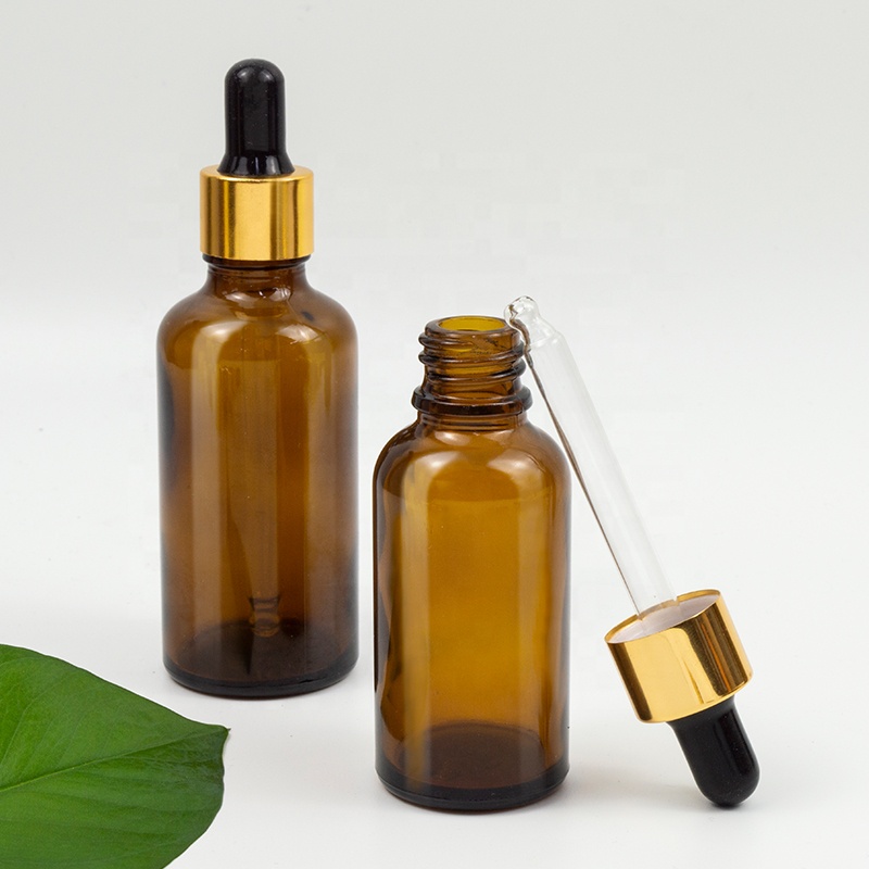 amber high end luxury glass dropper essential oil dropper customize cosmetic Bottle