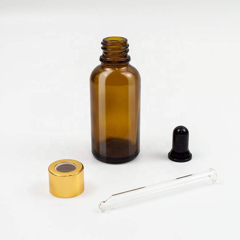 amber high end luxury glass dropper essential oil dropper customize cosmetic Bottle