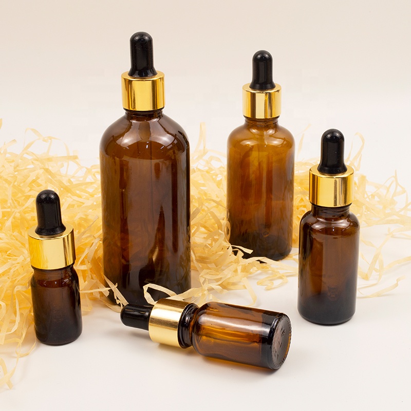 amber high end luxury glass dropper essential oil dropper customize cosmetic Bottle