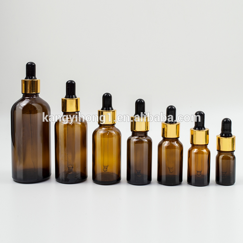 amber high end luxury glass dropper essential oil dropper customize cosmetic Bottle